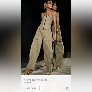 Zara Topstitched Zipper Pants